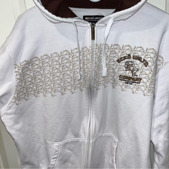 Ecko Unltd Full Zip Heavy Logo Hoodie Sweatshirt Embroidered Logos Rare Size XL - Picture 7 of 10
